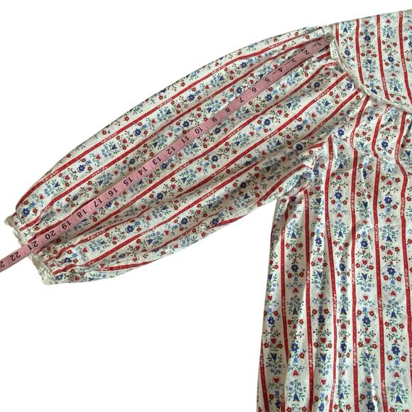 Lanz of Sazburg Long Flannel Nightgown White Red Eyelet Hearts XL Cottagecore - Picture 15 of 16